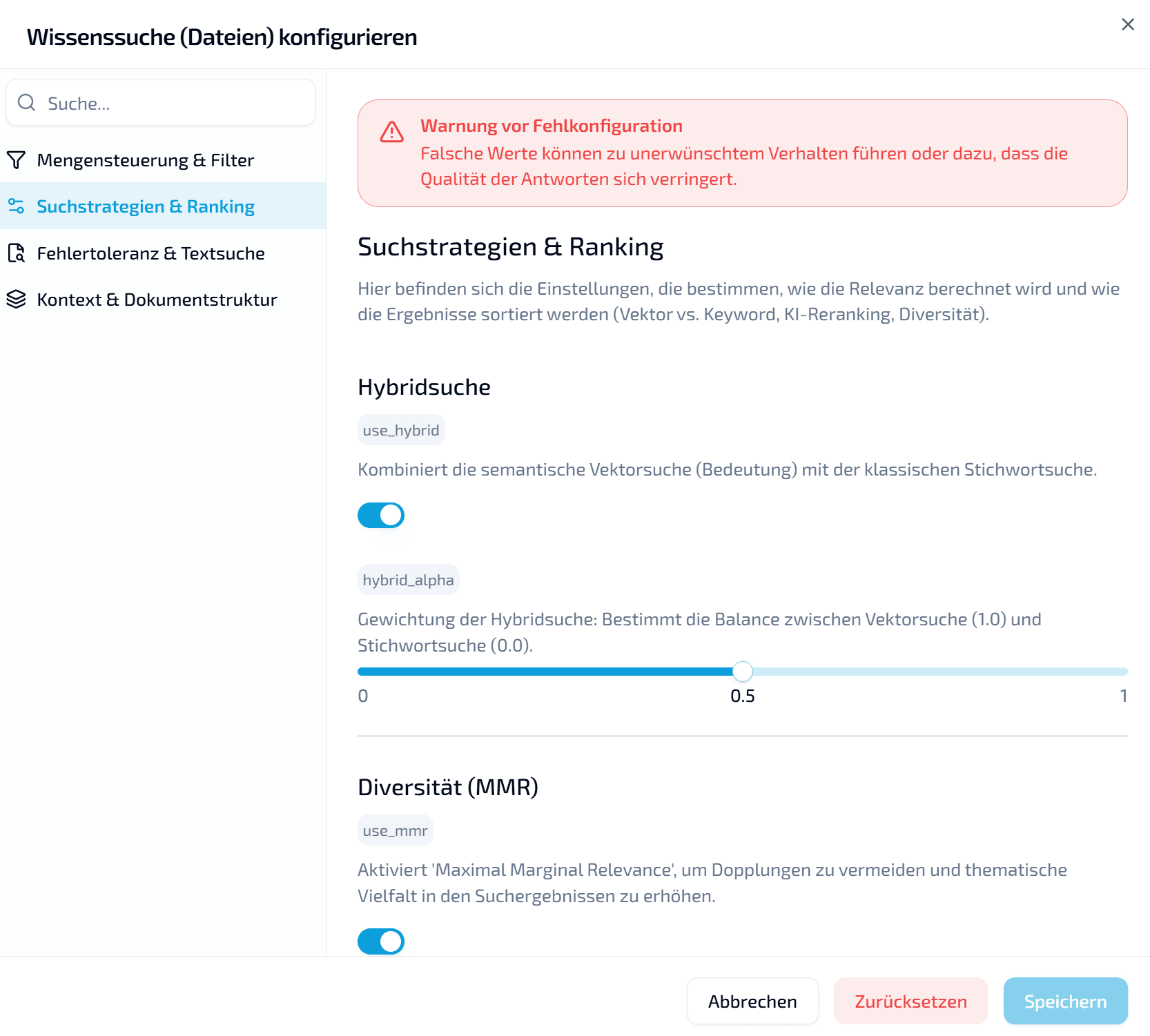 LIVOI Dashboard: Tool-Konfiguration im Expertenmodus