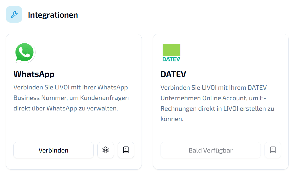LIVOI Integrationen: DATEV Verbindung