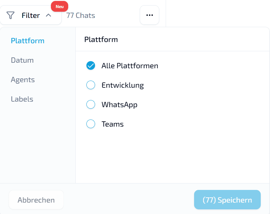 LIVOI Posteingang: Neue Filteroptionen