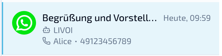 LIVOI Posteingang: WhatsApp Anzeigename