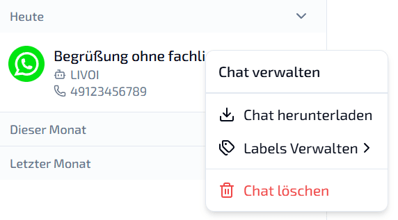 LIVOI Chat: Rechtsklick Kontextmenü