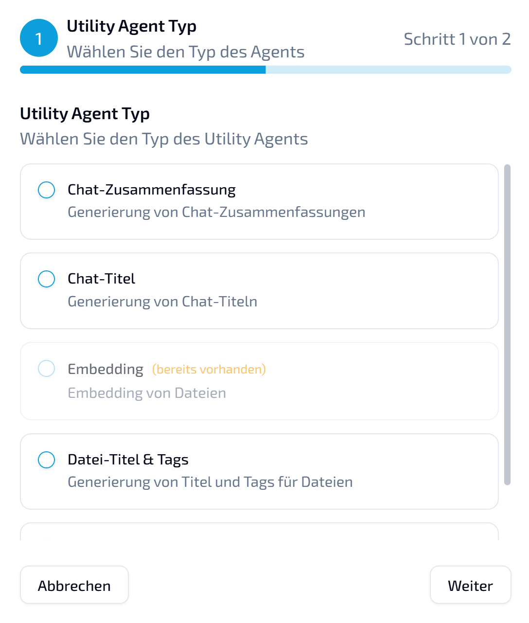 LIVOI Settings: Erstellung von Utility Agents